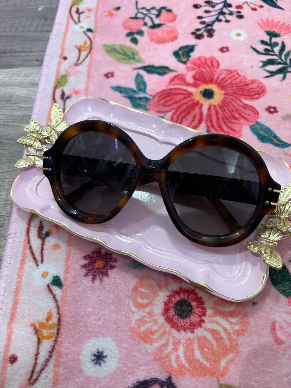 Dior Tortoiseshell Round Sunglasses - Brown Frame, Dark Lenses